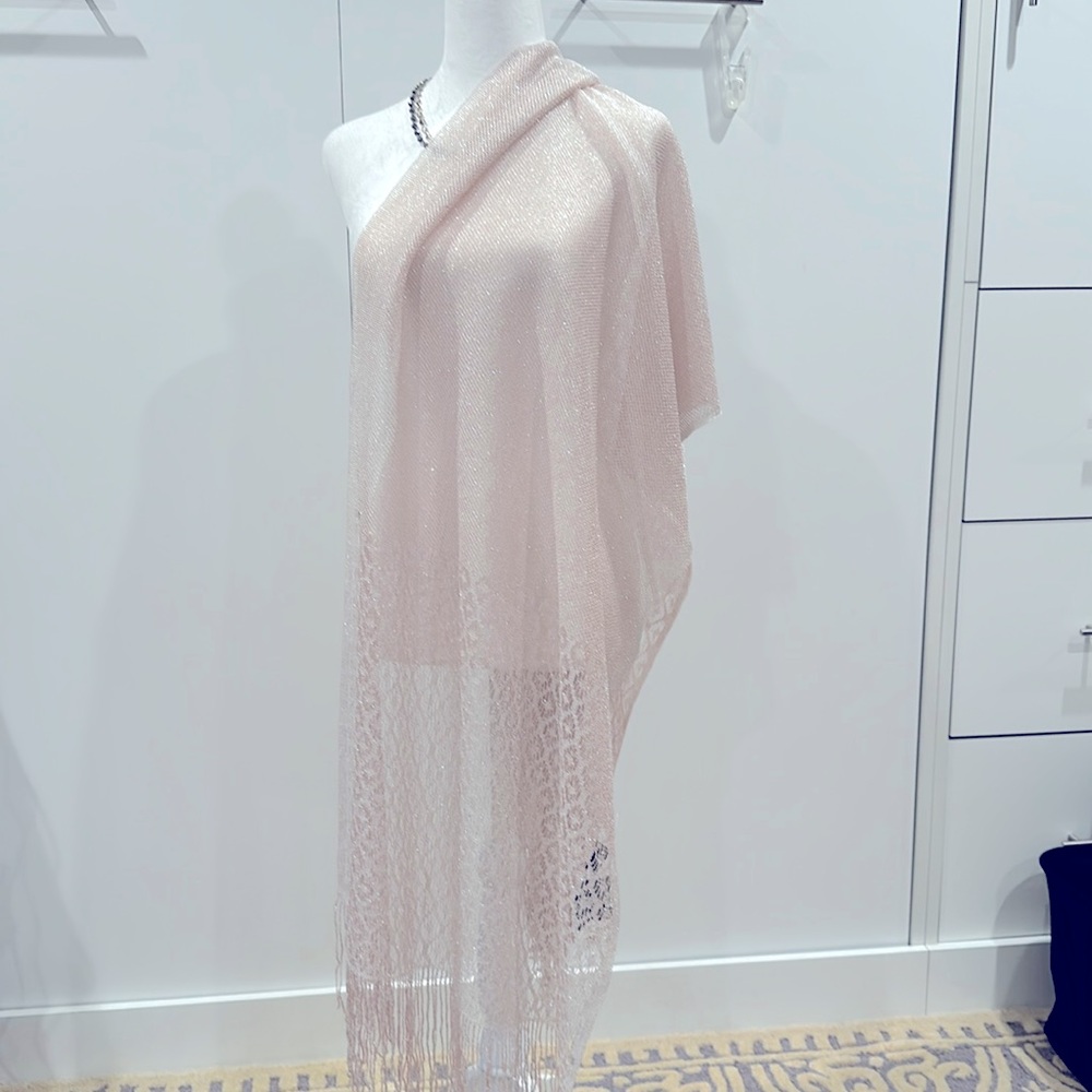 NWT Scarf / Wrap: pale pink with silver sparkle